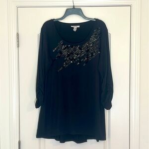 Style&Co Black Sequins Shirt Size XL
